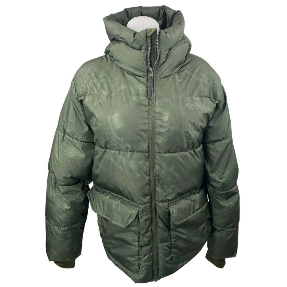 All in Motion Women's Olive Green Full Zip Hoodie Hooded Puffer Coat Jacket Sz M